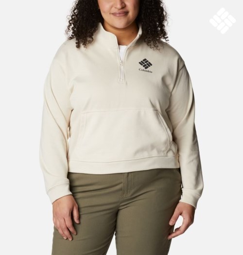 Columbia Trek French Terry Half Zip Gensere Dame Pisket Krem | Plus Size 19365L